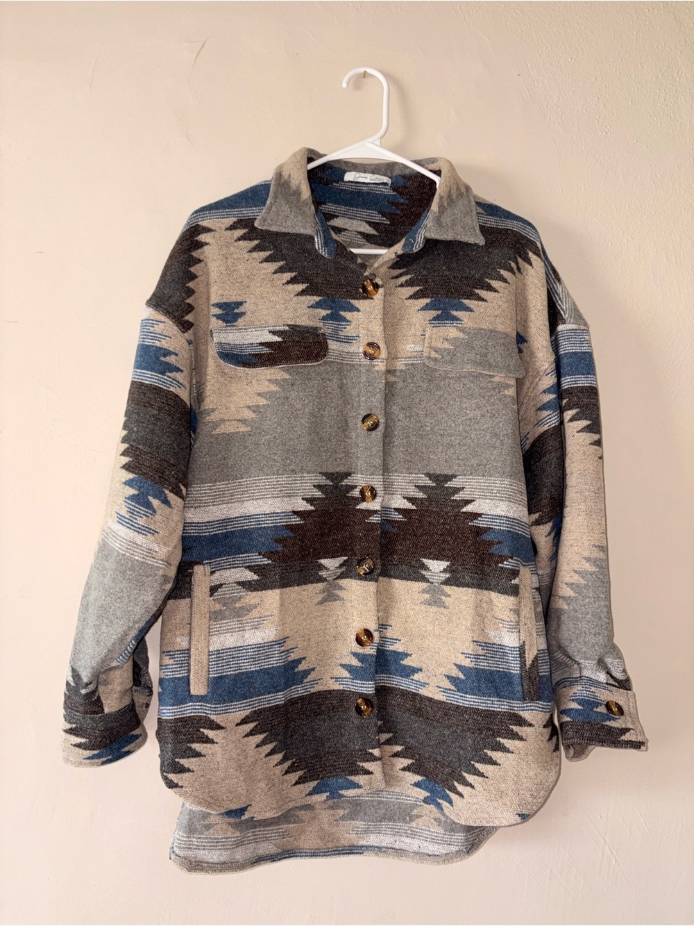 Hazel & Olive Aztec shacket oversized L